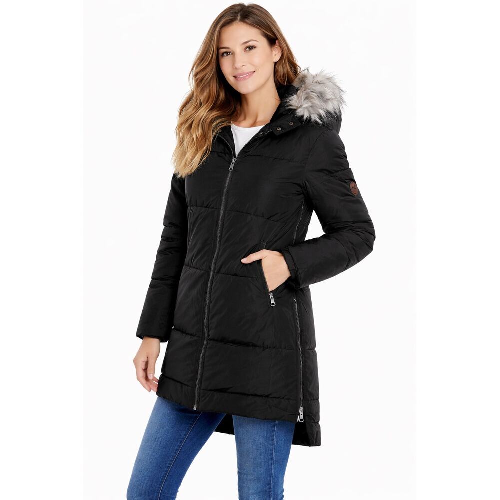 NWT Be Boundless Faux Fur Hood Parka L Black W101